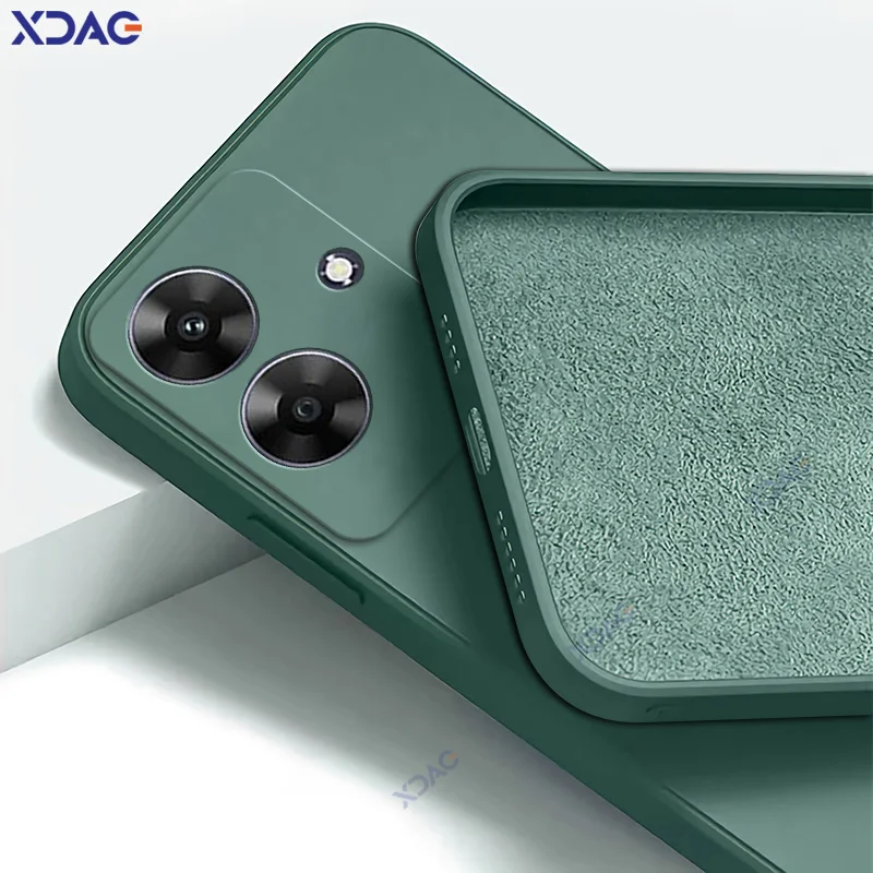 Luxury Dual Layer Cellphone Case Covers with Camera Protection - Soft Square Liquid Silicone Armor