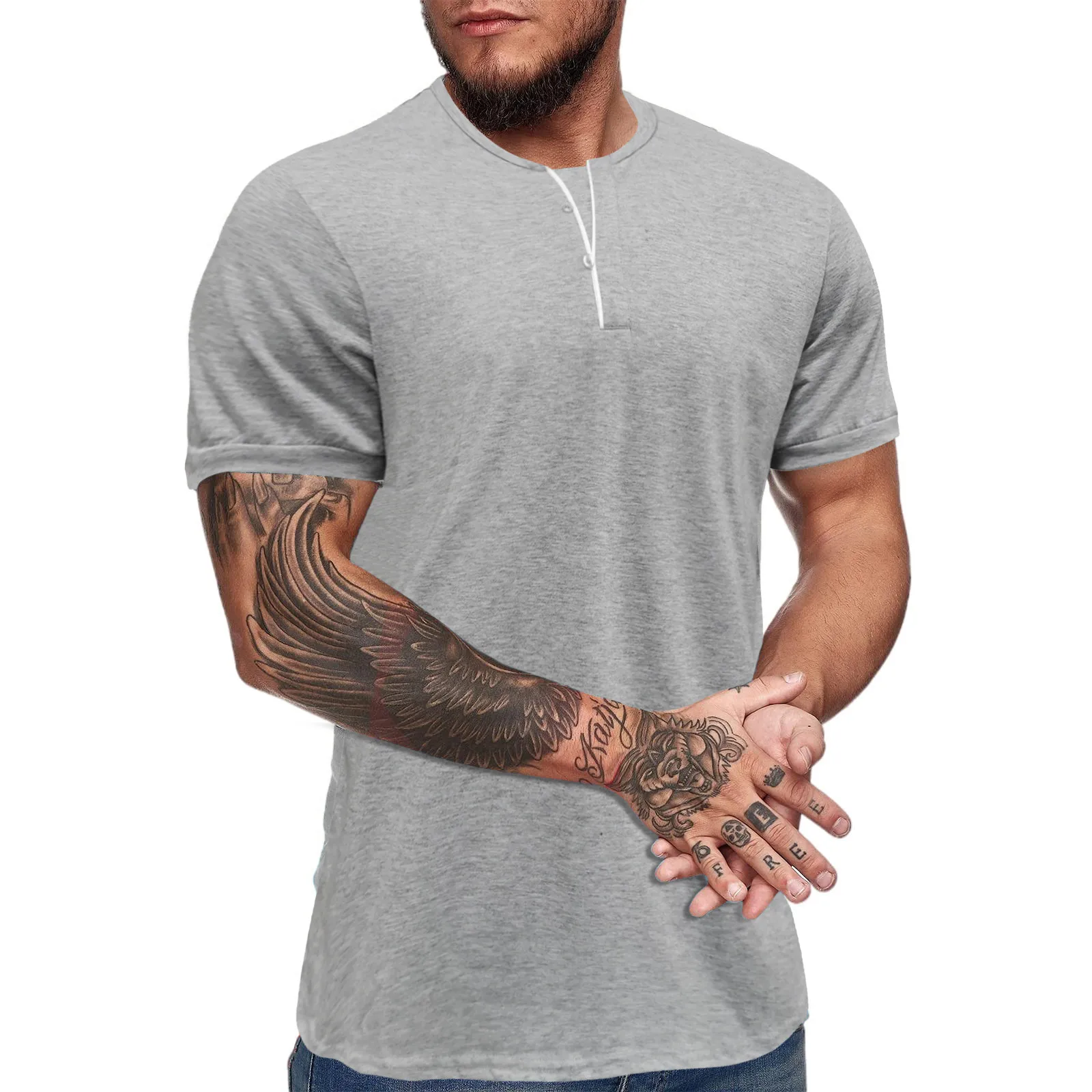 

Men Spring And Summer Top Shirt Slim Button Blouse Pure Color Short Sleeves Casual Shirt Soft Blouse Top Tee Top Retro Style