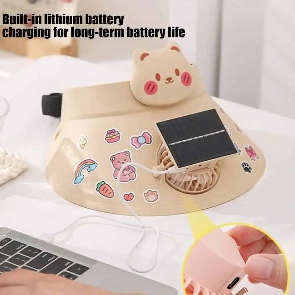 통기성 좋은 여름용 팬 햇, 자외선 차단 넓은 챙 햇빛 가리개, USB/태양광 강력 바람 송풍기 태양광 팬 모자 (남성용)