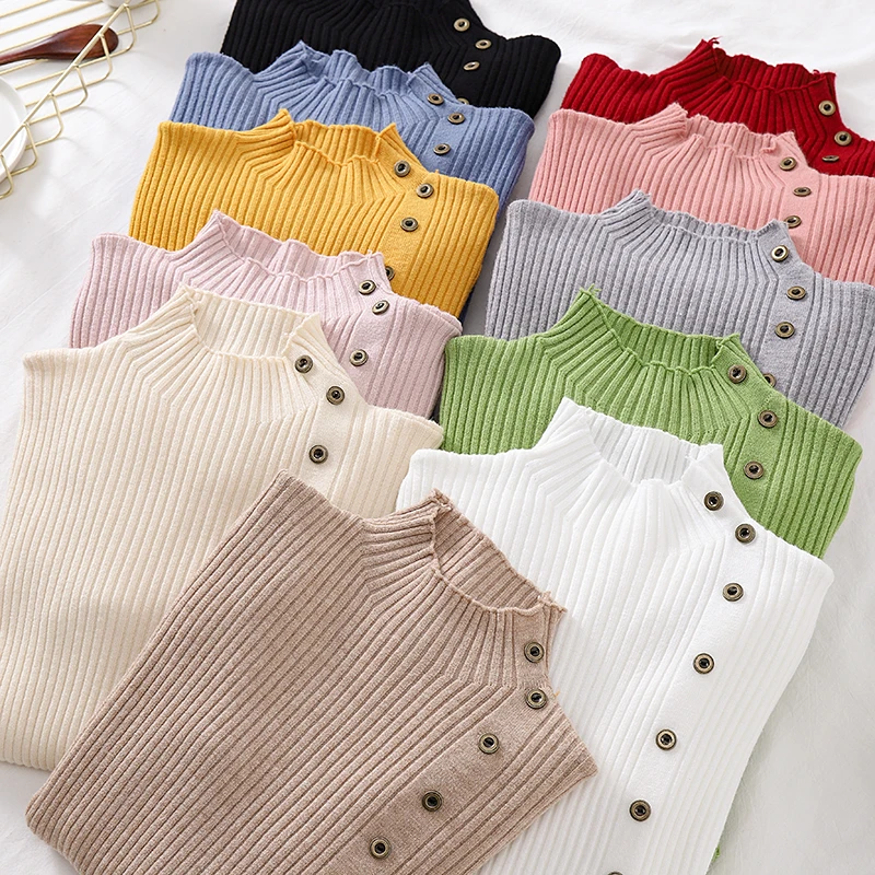 Autumn Knitted Slim Fit Women Turtleneck Sweater