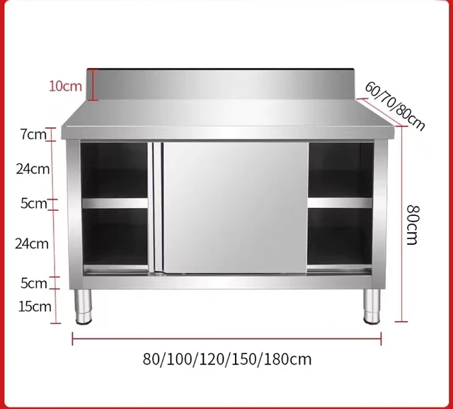 งานผลิตเหล็กสำหรับครัวเชิงพาณิชย์ โต๊ะทำงานสแตนเลส ตู้เก็บของ อุปกรณ์ครัวที่ปรับแต่งได้ 2