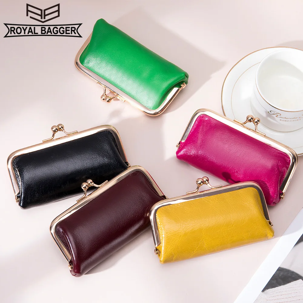 Royal Bagger Creative Coin Purse for Women Genuine Cow Leather Fashion Simple Storage Purses Female Lipstick Bag