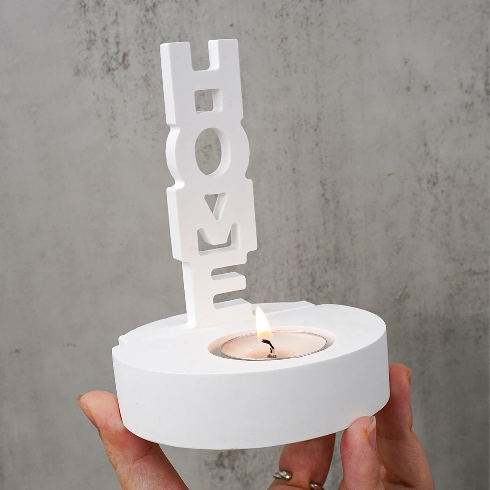 HOME Candle Holder Silicone Mold DIY Letter Ornament Making Plaster Concrete Resin Candlestick Casting Molds Home Festival Decor silicone mold