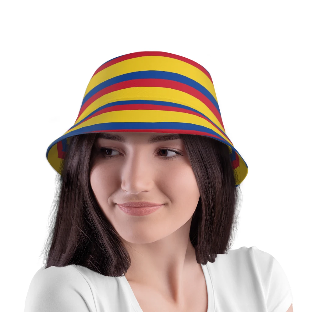 Colombia Patriotic National Flag Bucket Hat For Women Men Students