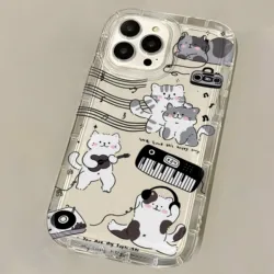 Black Guitar Music Cat Transparent Phone Case - iPhone 12 (A4)