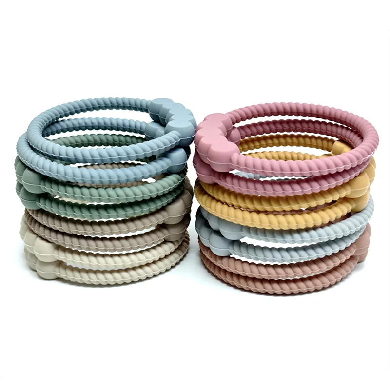 1/9pcs Children's Teether Silicone Animal Round Silicone Teether Teething Stick Baby Teething Bite Toys Bracelet