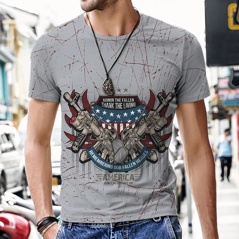 

Men's T-shirts Male Cartoon America Pattern Casual Harajuku Hip Hop O-Neck Breathable 3D Print Funny Cool Clothes Short Sleeve