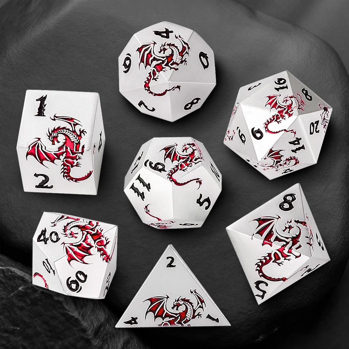 합금 다면체 D&D 주사위 세트 - 던전 앤 드래곤 테이블탑 RPG용 금속 주사위, 드래곤 솔리드 DND 주사위 보드 게임용