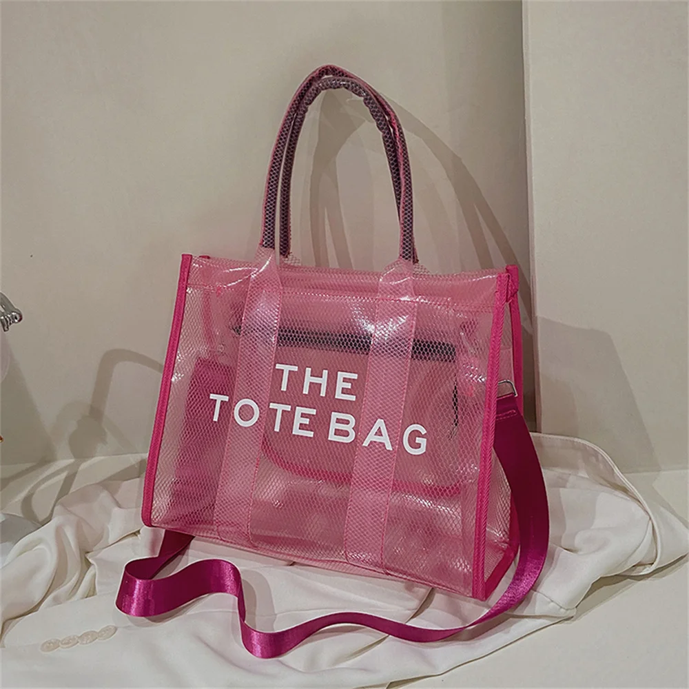 

Women Tote Handbag Clear PVC Beach Bag Transparent Large Bag Fashion Designer Shoulder Crossbody Summer Jelly Bags bolsa feminin