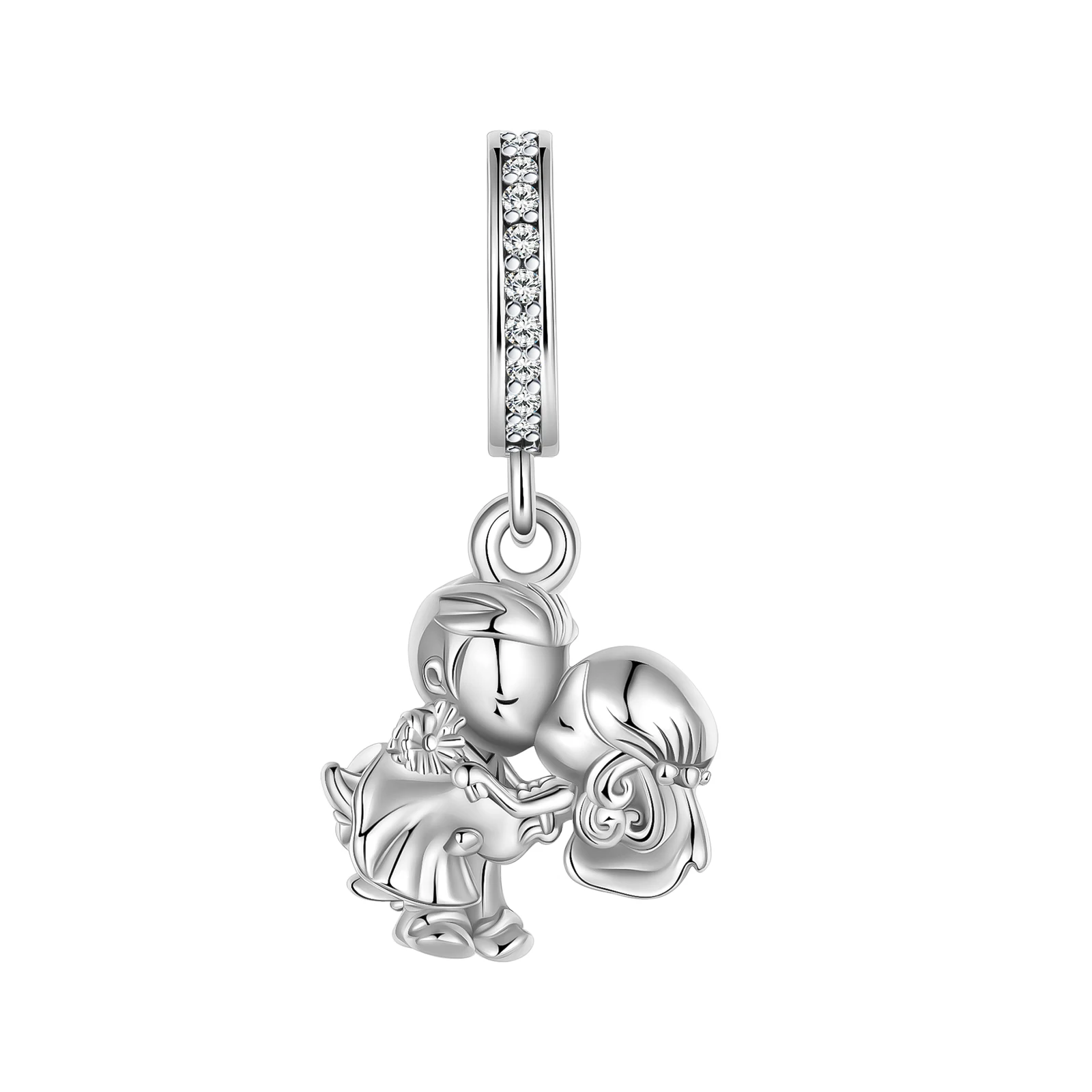 925 sterling silver lovers kiss boutique pendant charm fit original Pandora bracelet charm beads necklace Diy female jewelry