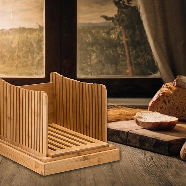 Bamboo Bread Slicer Cutting Guide - Wood Bread Cutter For Homemade Bread,  Loaf Cakes, Bagels Foldable And Compact With Crumbs Tr - AliExpress