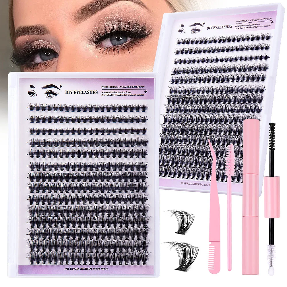 

Lashes 240pcs DIY Eyelash Extension D Curl Long Individual Lashes Mixed Tray Faux Mink Lash Clusters Extensions