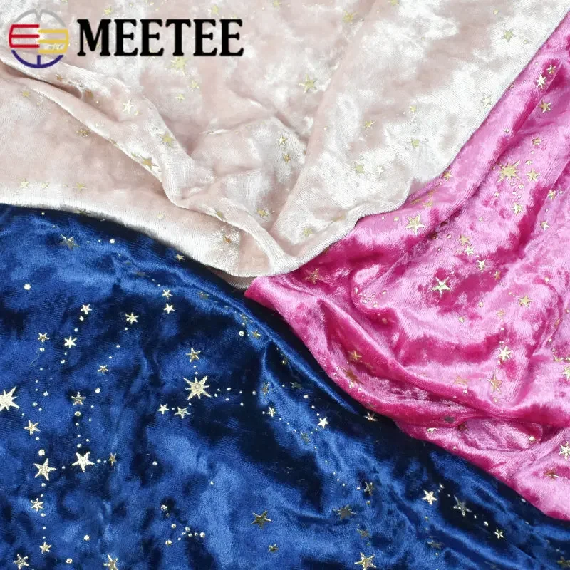 3/5/10m Luxury Embroidery Shiny Star Crushed Velvet Upholstery Fabric Plush  Decor Material For Furniture