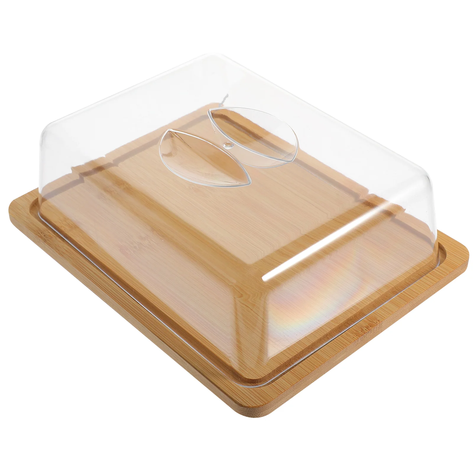 

Acrylic Dome Cupcake Serving Tray Rectangular Cover Stand Cheese Bamboo with Lid