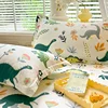 Cartoon Dinosaurs Fitted Sheet Set 3Pcs Cotton Kawaii Mattress Cover Wild Animal Flower Leaf Bedding Set for Boys Girls Adult 6