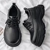 Men's Leather oes 2026 New Winter Versatile Retro Briti Sle Thi Bot  oes Bla Lace-Up Heightening Big Head...