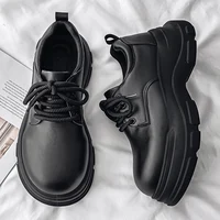 Men's Leather oes 2026 New Winter Versatile Retro Briti Sle Thi Bot  oes Bla Lace-Up Heightening Big Head...