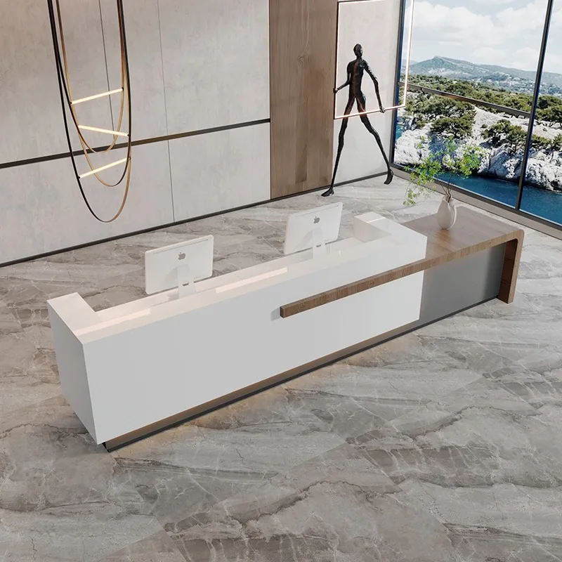 Counter Reception Desk Salon Cashier Table White Standing L Shape Check Out Front Desk Schreibtisch Hotel Reception Accessories