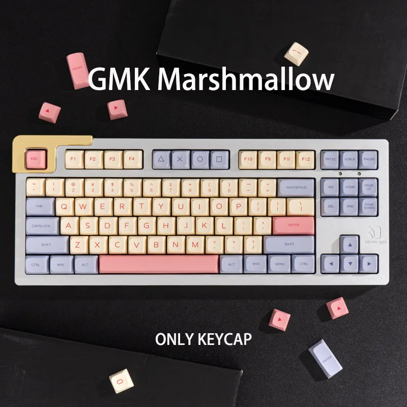 

GMK Marshmallow 128 Keys XDA Profile PBT Keycap DYE-SUB English Custom Personality Keycaps For Mechanical Keyboard 61/64/68