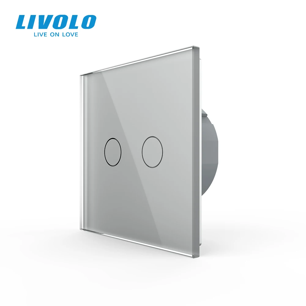 LIVOLOEUStandard2Gang1WayWallTouchLightSwitchWallPower