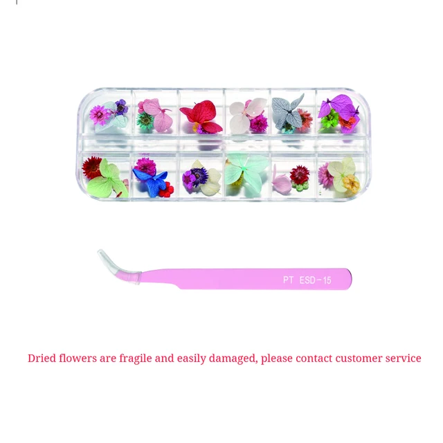 1Box Dried Flowers Dry Plants for Rsein Molds Fillings Epoxy Resin Pendant Tweezers Jewelry Making Craft DIY Nail Art Decoration SET 01
