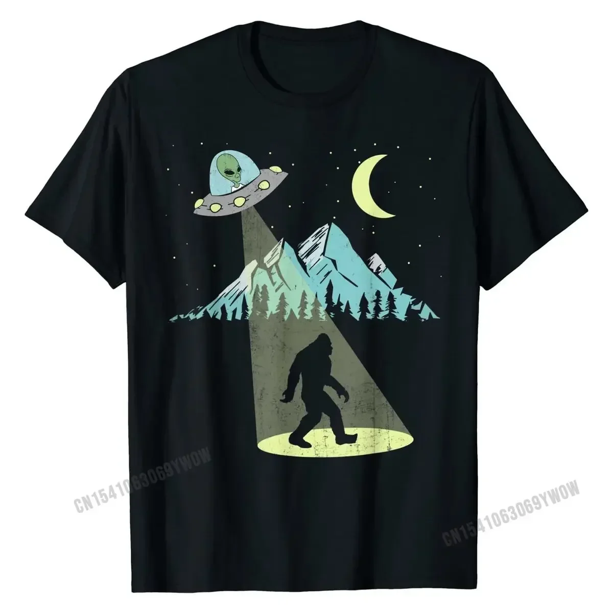 

A3494 Moon & Mountain Alien Vintage Graphic T-Shirt Cute Casual Cotton Men Tshirts Personalized