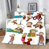Cute Cartoon Curious George Printed Blanket Picnic Blankets Warm Blanket Soft and Comfortable Blanket Home Travel Birthday Gift 3