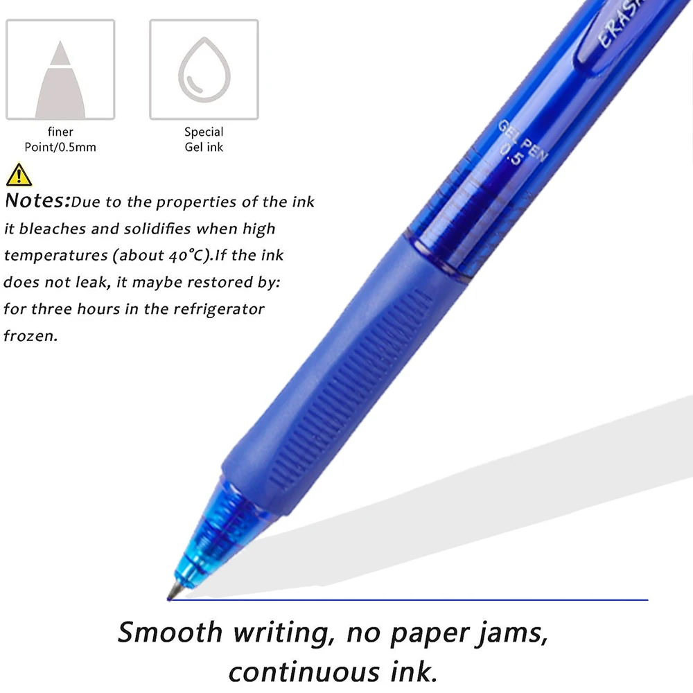 Blue and black 25/set 0.5mm erasable large capacity neutral pen set with built-in eraser, suitable for office stationery 2