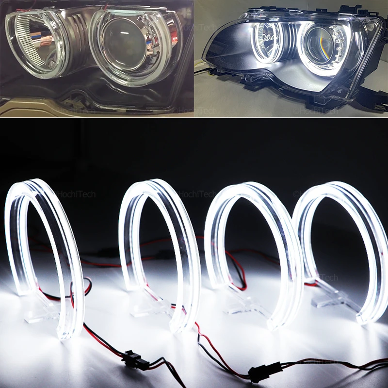 

131mm*4 318is 320i 323i White Daytime Light LED Crystal Angel Eyes Halo Rings for BMW 3 5 7 series E36 E38 E39 E46 M3