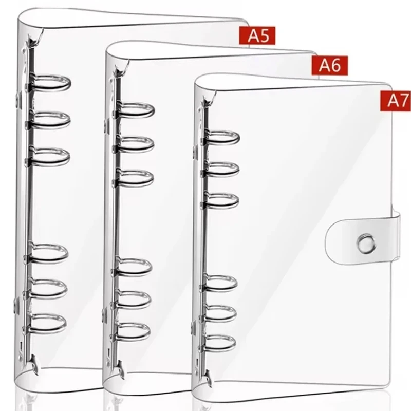 Transparent Soft PVC 6-Hole Loose Leaf Binder with Snap Closure