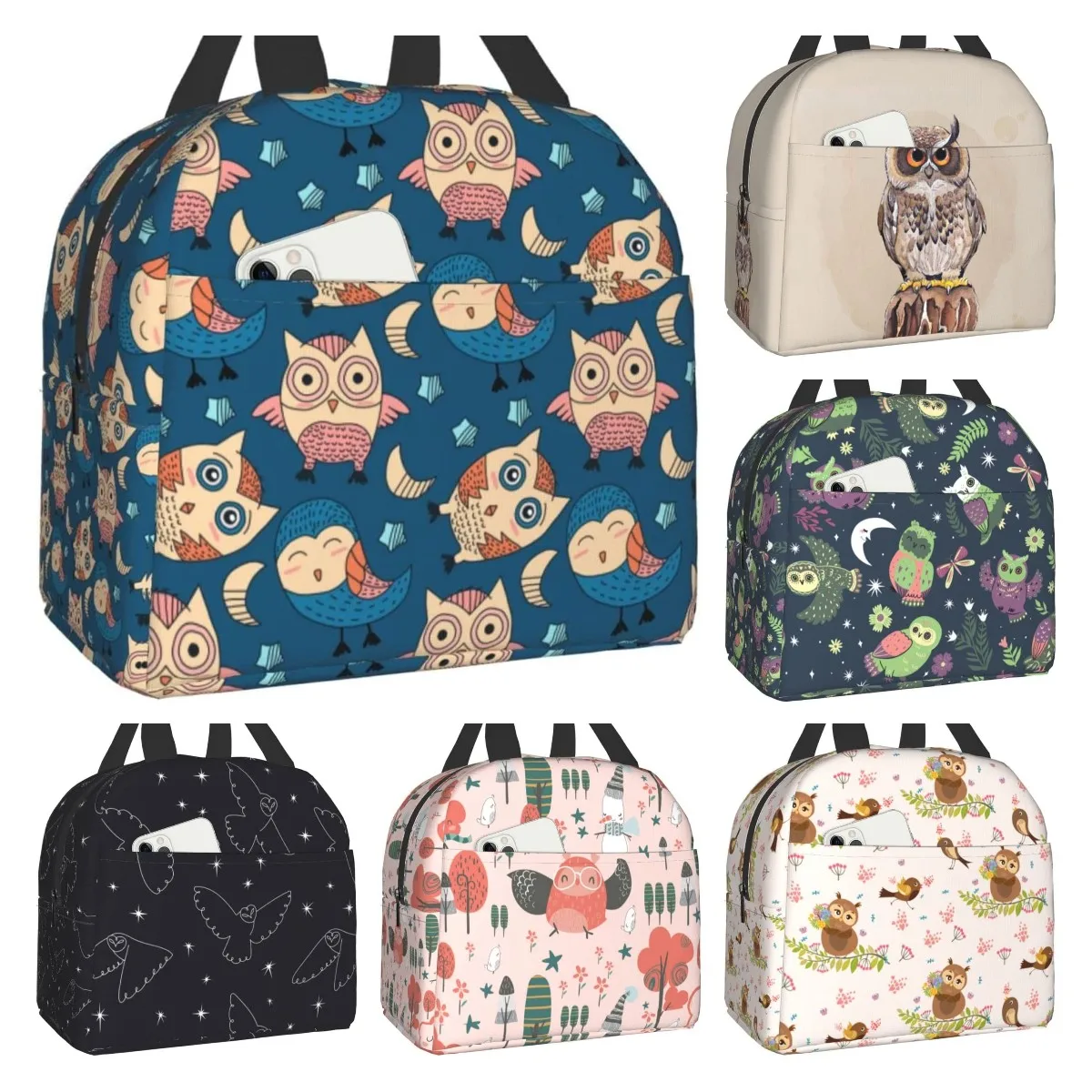 

Cute Owl Pattern Lunch Box Reusable Lunch Bag for Travel Picnic Shopping Work Food Container for Women Men Adults