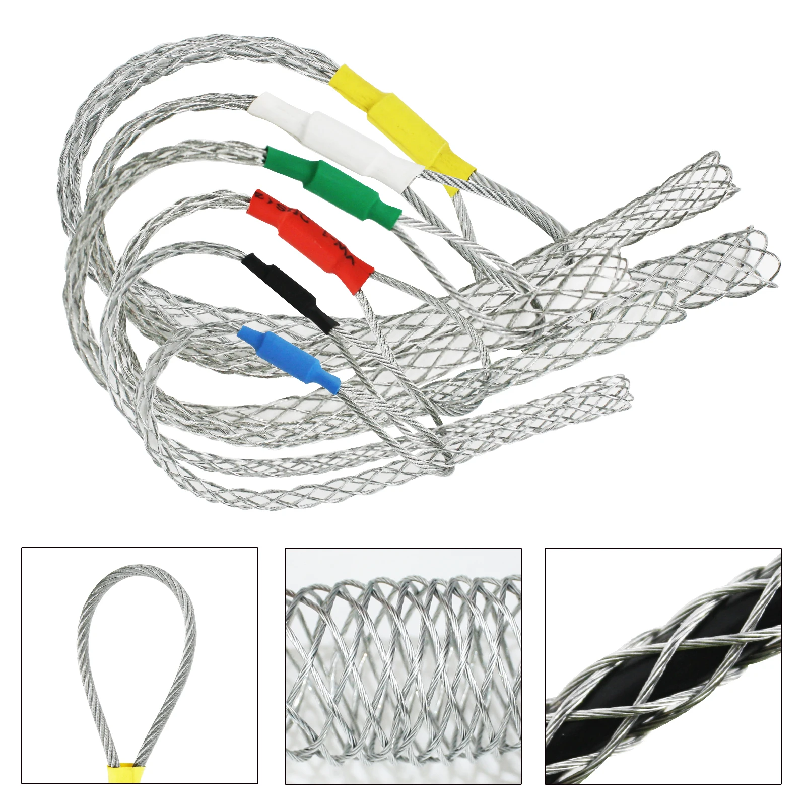 6 색 케이블 당기는 양말 그립 강철 아연 도금 메쉬 풀러 도구 액세서리 4-25mm 용 미끄럼 방지 파이프 도관 네트 커버
