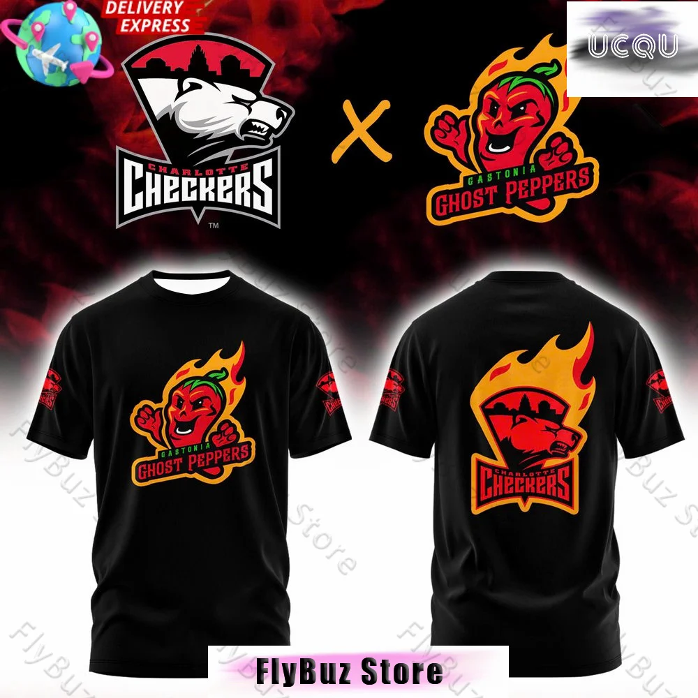 Charlotte Checkers x Ghost Peppers Limited Men T-Shirt Fashion Street Quick-Drying Training Suit Children Adult Short Sleeve