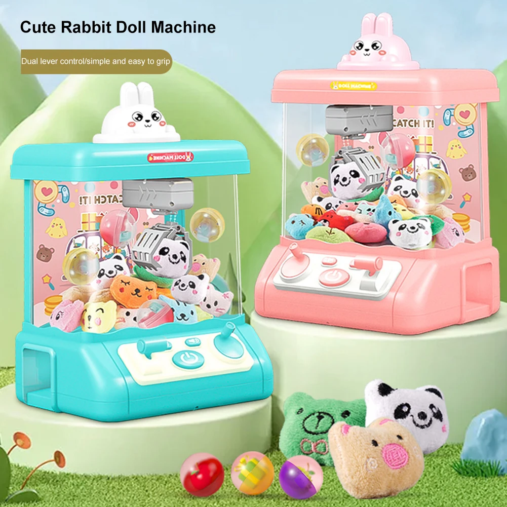 Automatic Cute Arcade Crane USB Charging Claw Catch Toy Machines with Music & Light Strong Grip Funny Children Toy 4