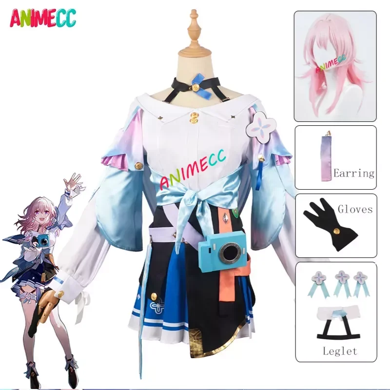 

ANIMECC in Stock March 7th Honkai Star Rail Cosplay Costume Wig Shoes Anime Game Halloween Party Honkai Cosplay for Women