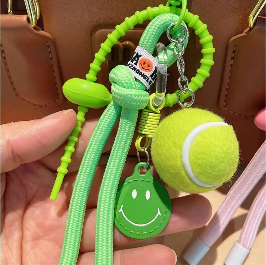 Decorative Colorful Smig Tennis Car Keychain Creative Pendant Female Gift Nylon Rope Backpack Decoration Silver keychain jewelry
