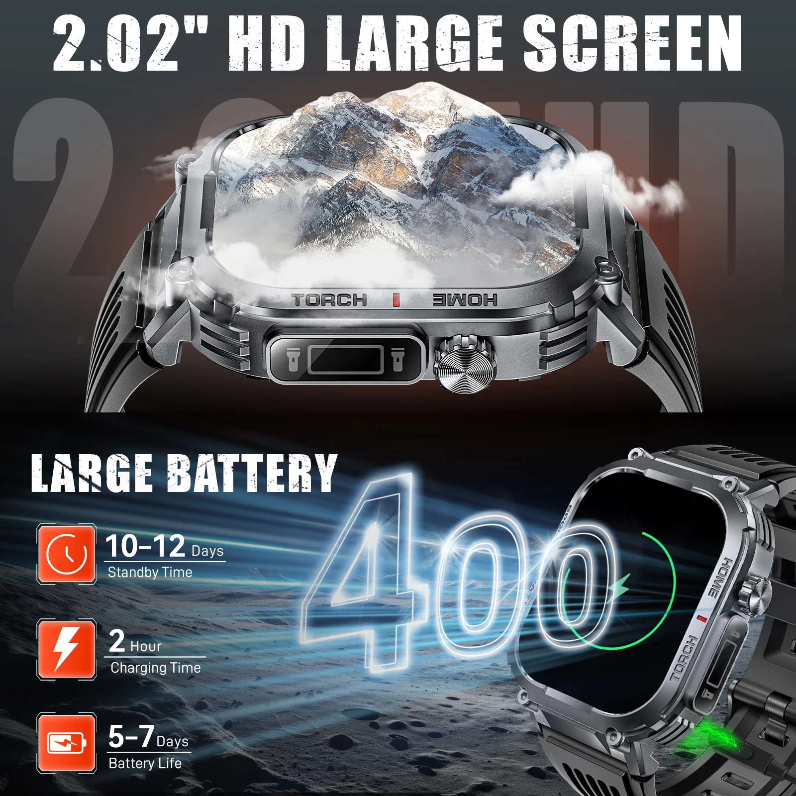 LaNikar New Smart Watch Men 3ATM Waterproof 2.02"S320B With Compass And LED Flashlight Sports And Fitness Tracking Heart Rate - Image 5