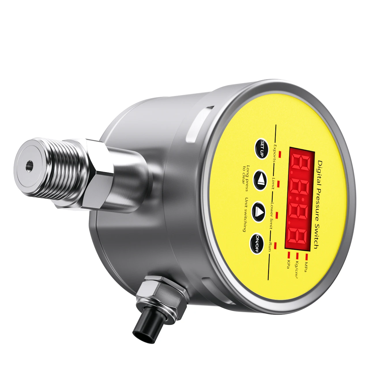 Stainless Steel Pressure Switch 2 Relays LED Digital Pressure Transmitter Meter Intelligent Alarm Controller