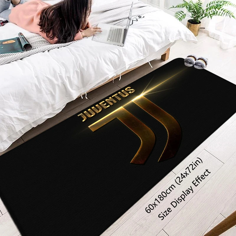 Floor Mat Non Slip Mat Carpet Mat Interior Room Rugs Football Carpets Entrance Doormat Bedside Pet Floor Mat Juventus Corridor Carpet Anti Slip Home Kitchen Decor