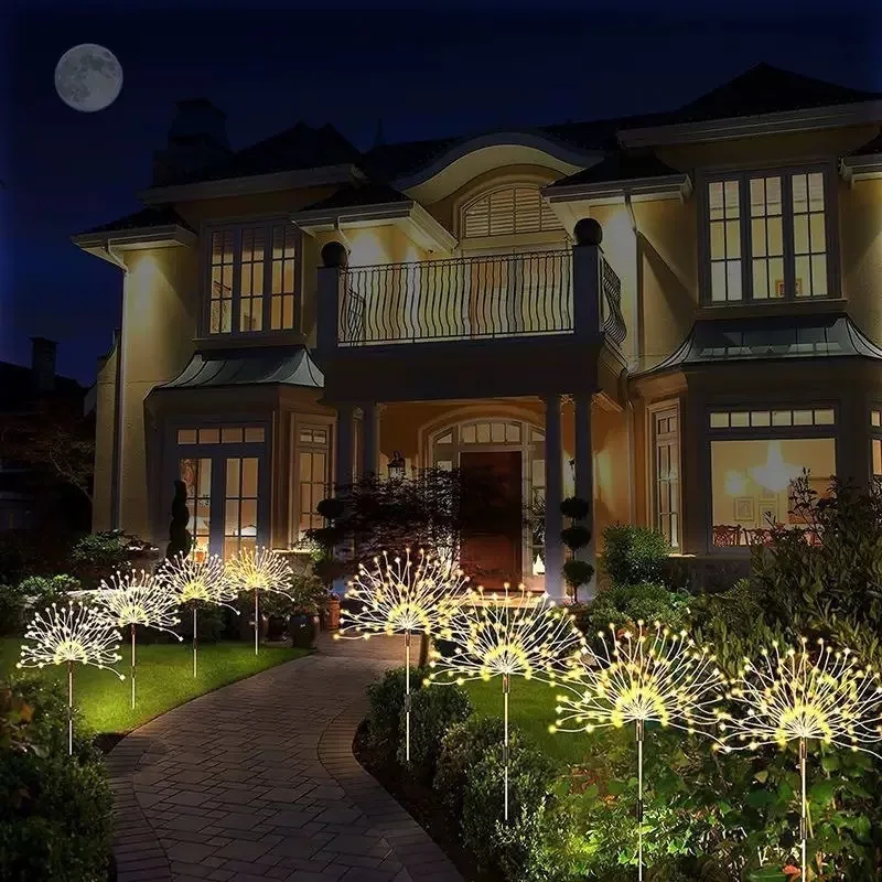 Solar Fireworks Lights Outdoor Waterproof Courtyard Garden Lawn Lights Dandelion Copper Wire Landscape Decorative  Nice