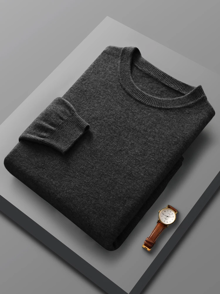 Spring Autumn 100% Pure Merino Wool Pullover Sweater Men O-neck Long-sleeve Cashmere Knitwear Female Clothing Grace 5