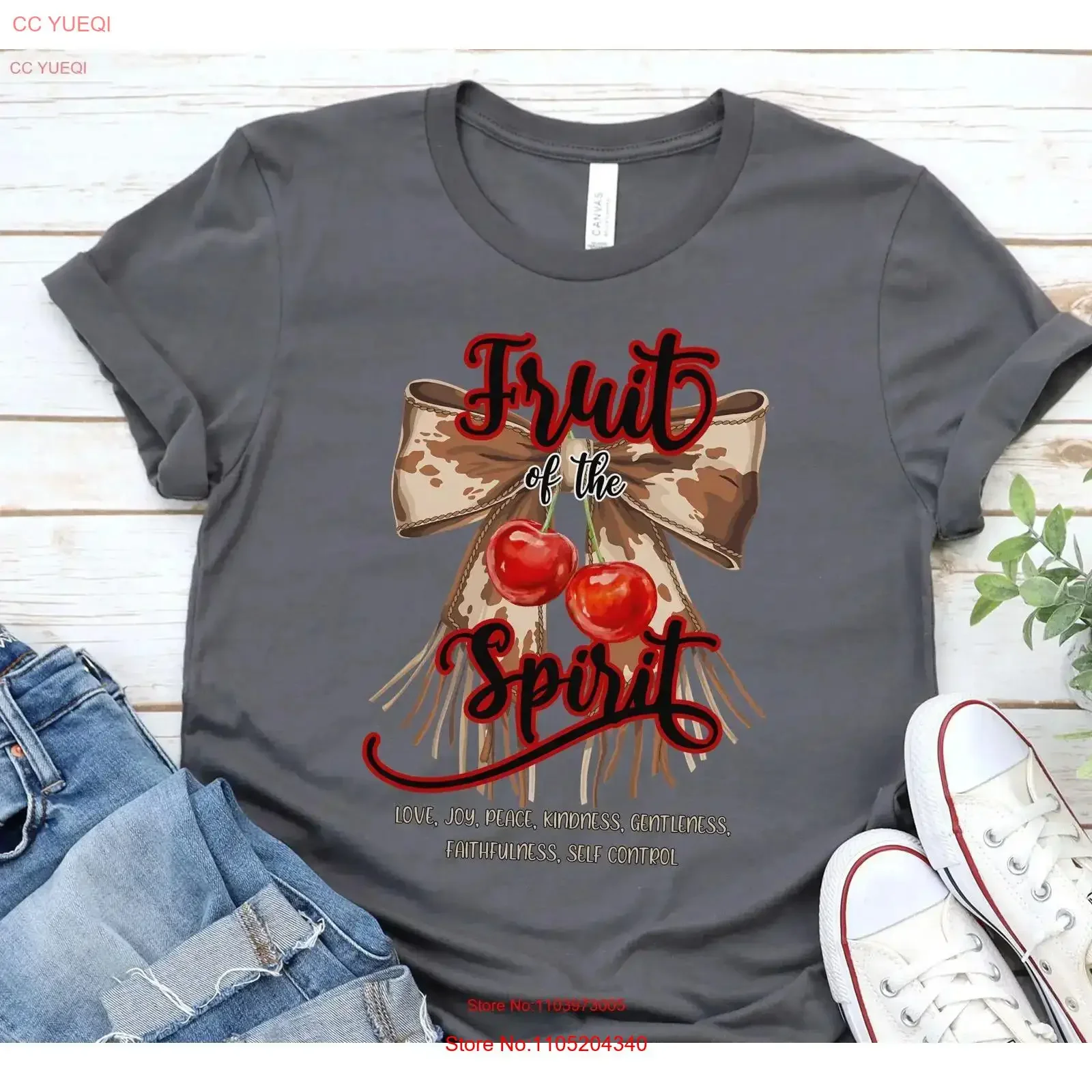 Christian Fruit of the Spirit T Shirt Cowprint and Cherry Faith Western ...