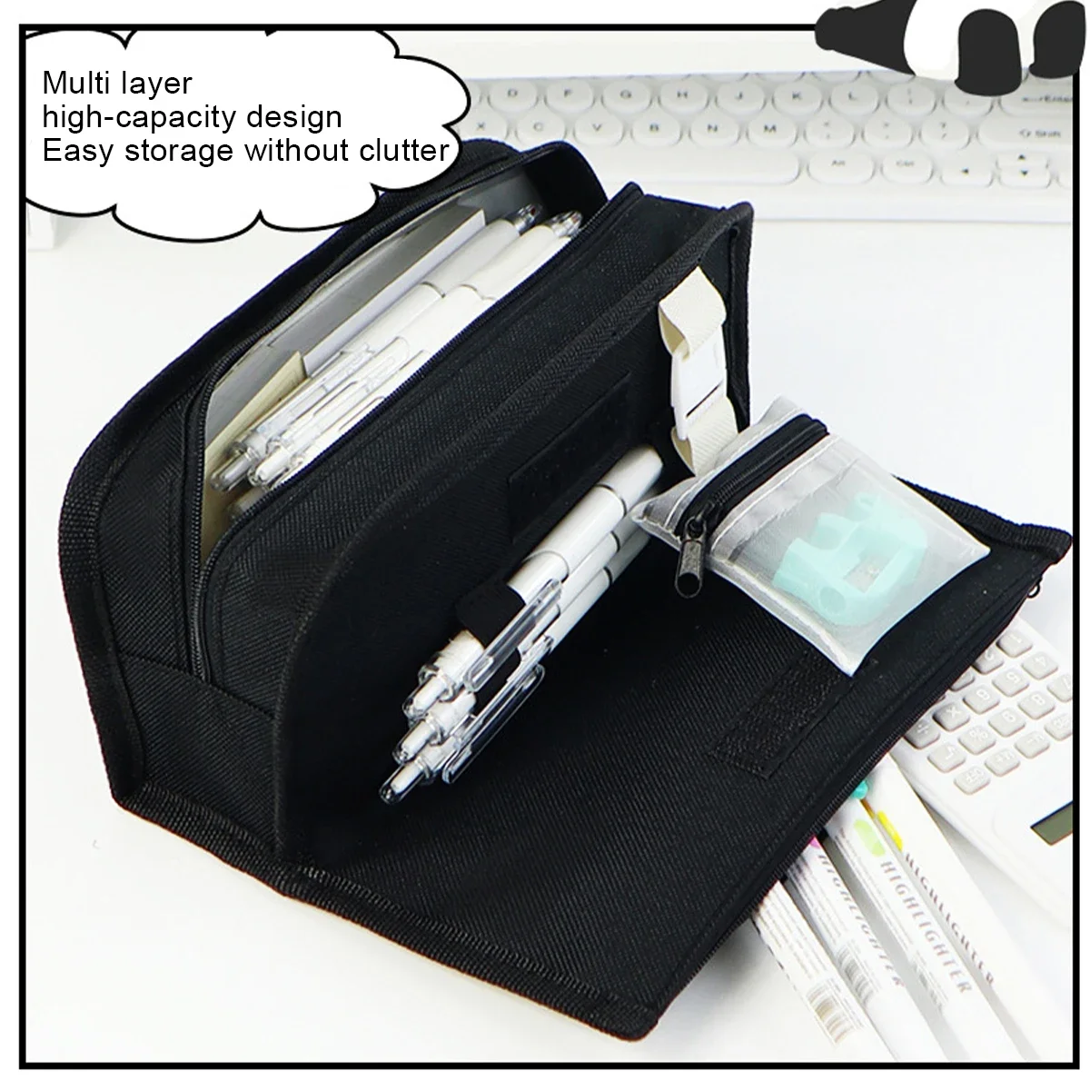 لطيف الباندا مقلمة Estuches Escolares أكياس قلم رصاص Piornik اللوازم المدرسية سعة كبيرة Trousse قلم رصاص الحقيبة