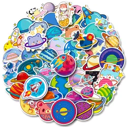 Autocollant planète spatiale dessin animé, 50 pièces, pour téléphone portable, guitare, casque d'ordinateur portable, Automobile, tasse d'eau, papeterie de décoration 