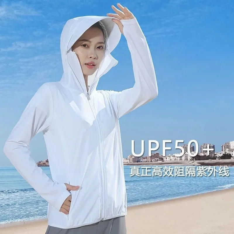 Ice Silk Sunscreen Women's Long-Sleeved UV Protection Summer Breathable 2022 New Knitted Outdoor Thin Coat Sunscreen Clothing W8