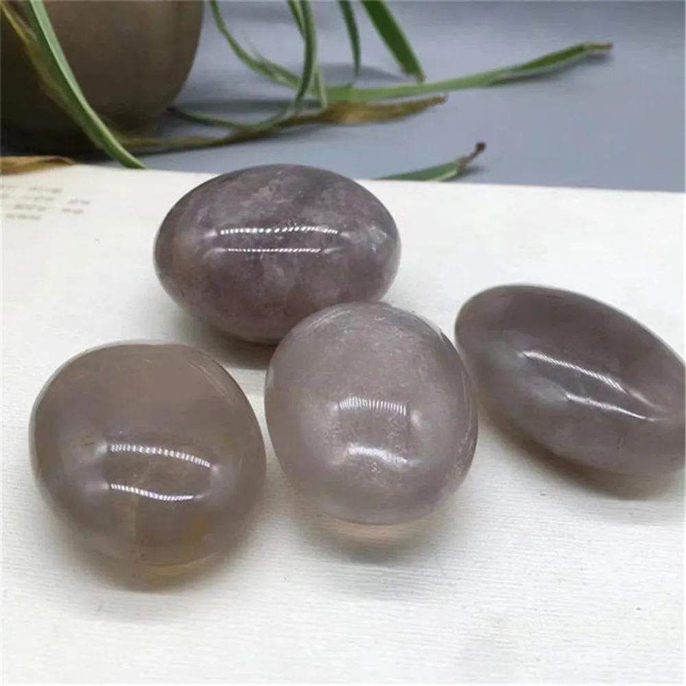 

Gemstone Healing Spiritual Crystals Crafts Natural Blue Rose Quartz Crystal Palm Stones For Feng Shui Decor