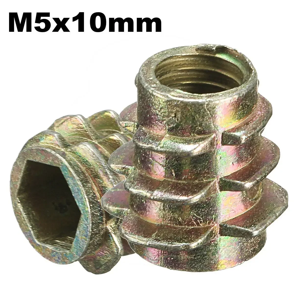 

20pcs Zinc Alloy Thread For Wood Insert Nut Flanged Hex Drive Head Furniture Nuts M6x13mm / M5x10mm