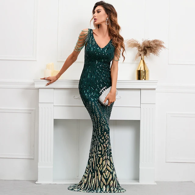 Osas Sleeveless Long Sequin Dress - Image 5