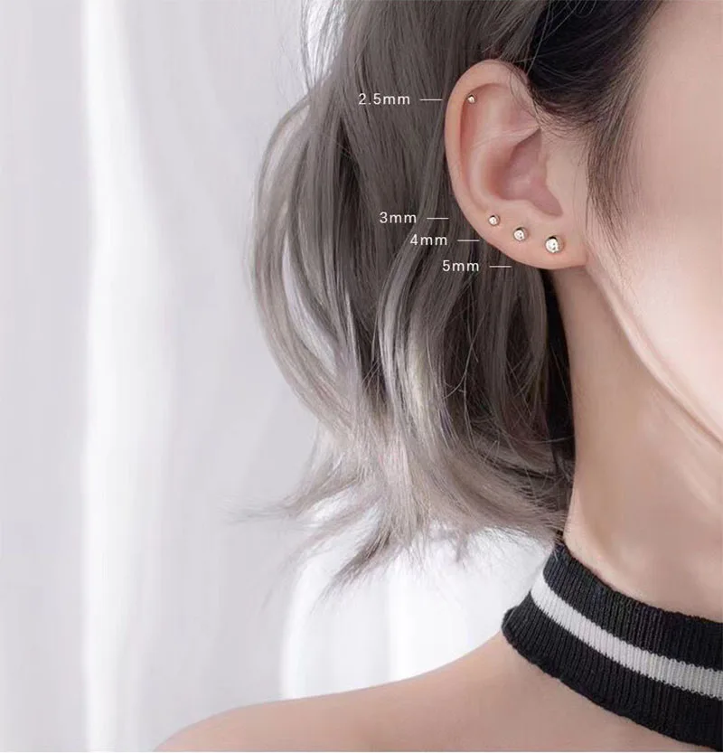 Ball Earrings New Small Female Trendy Simple and Cute Sleeping Without Wearing Teen Ear Pierced Jewelry for Women