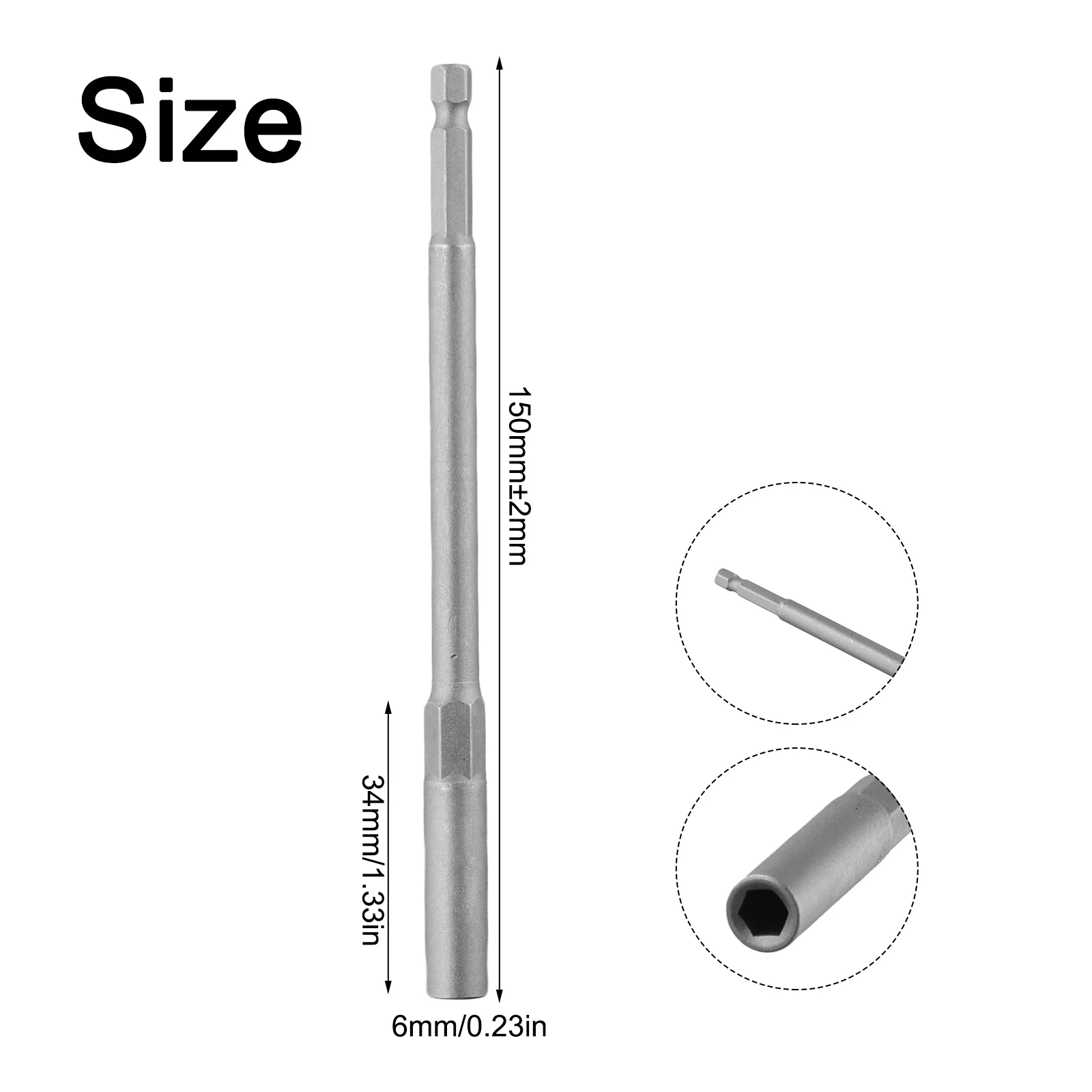 

For Motorcycle Bicycle Car Pistol Drills Socket Wrench 150mm Extension Sleeve Hexagon Nut 1PC Chrome Vanadium Steel Auto Parts